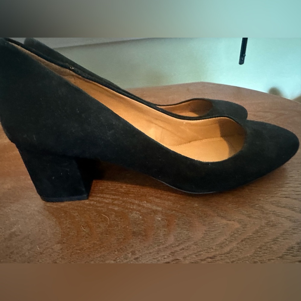 J Crew Black Velvet Block Heels 40